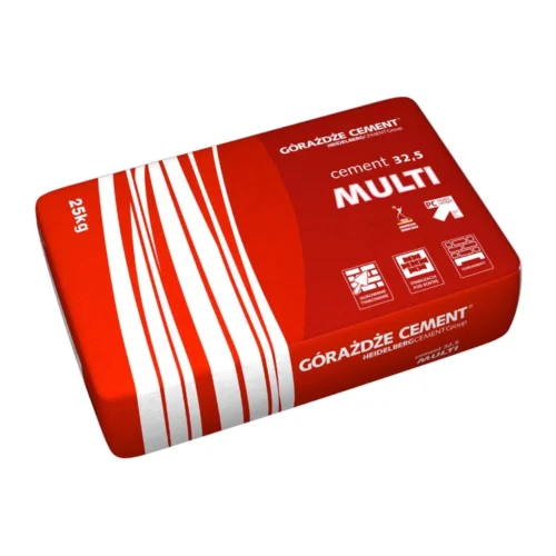 Cement Górażdże MULTI 32.5 25kg to cement o szerokim zastosowaniu. Zapakowany w worek o pojemności 25kg.