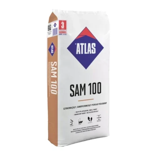 Zaprawa samopoziomująca Atlas SAM-100 25KG szybkowiążący samopoziomujący podkład podłogowy. DO ogrzewania podłogowego