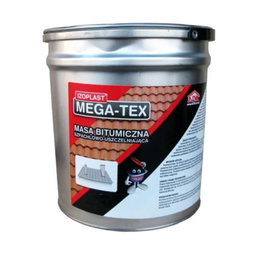 Masa bitumiczna Izoplast Mega-Tex 15kg przeznaczona jest do wyrównywania wgłębień, uszczelniania rys i pęknięć w pokryciach dachowych. Opakowana jest w metalowe wiadro o pojemności 15kg. PRoducentem jest marka ADW
